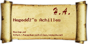 Hegedűs Achilles névjegykártya