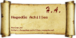 Hegedűs Achilles névjegykártya